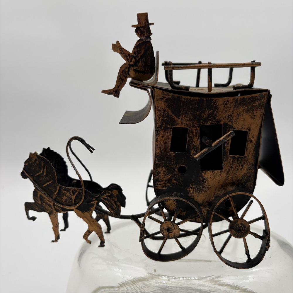 Vintage George Imports Metal Stagecoach Music Box Japan Western‎ Carriage READ!